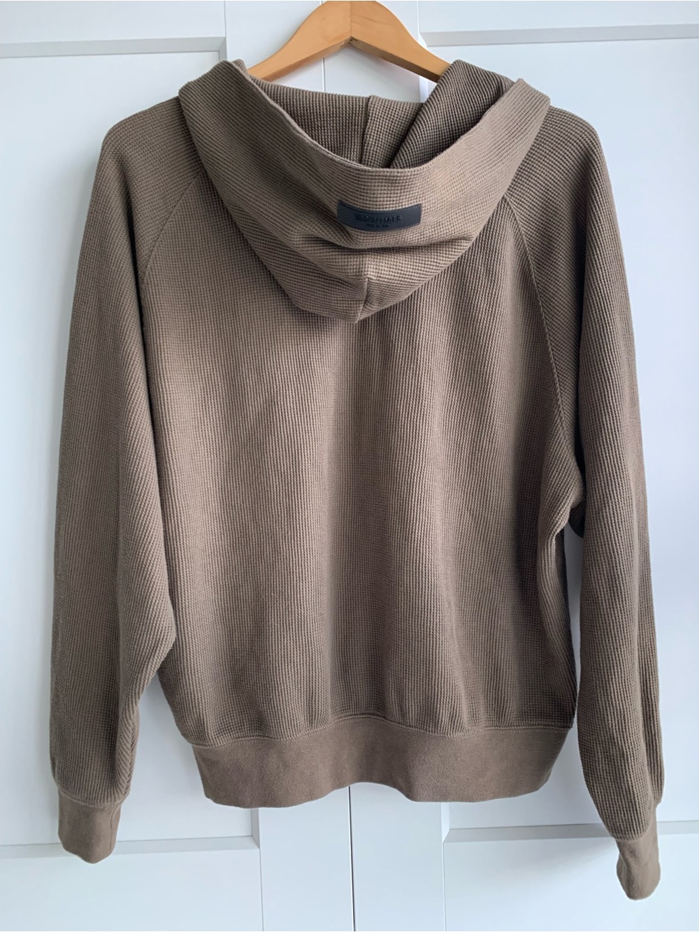 Essentials Fear of God Hooded Waffle Knit Pullover - Taupe size 14/16 or L